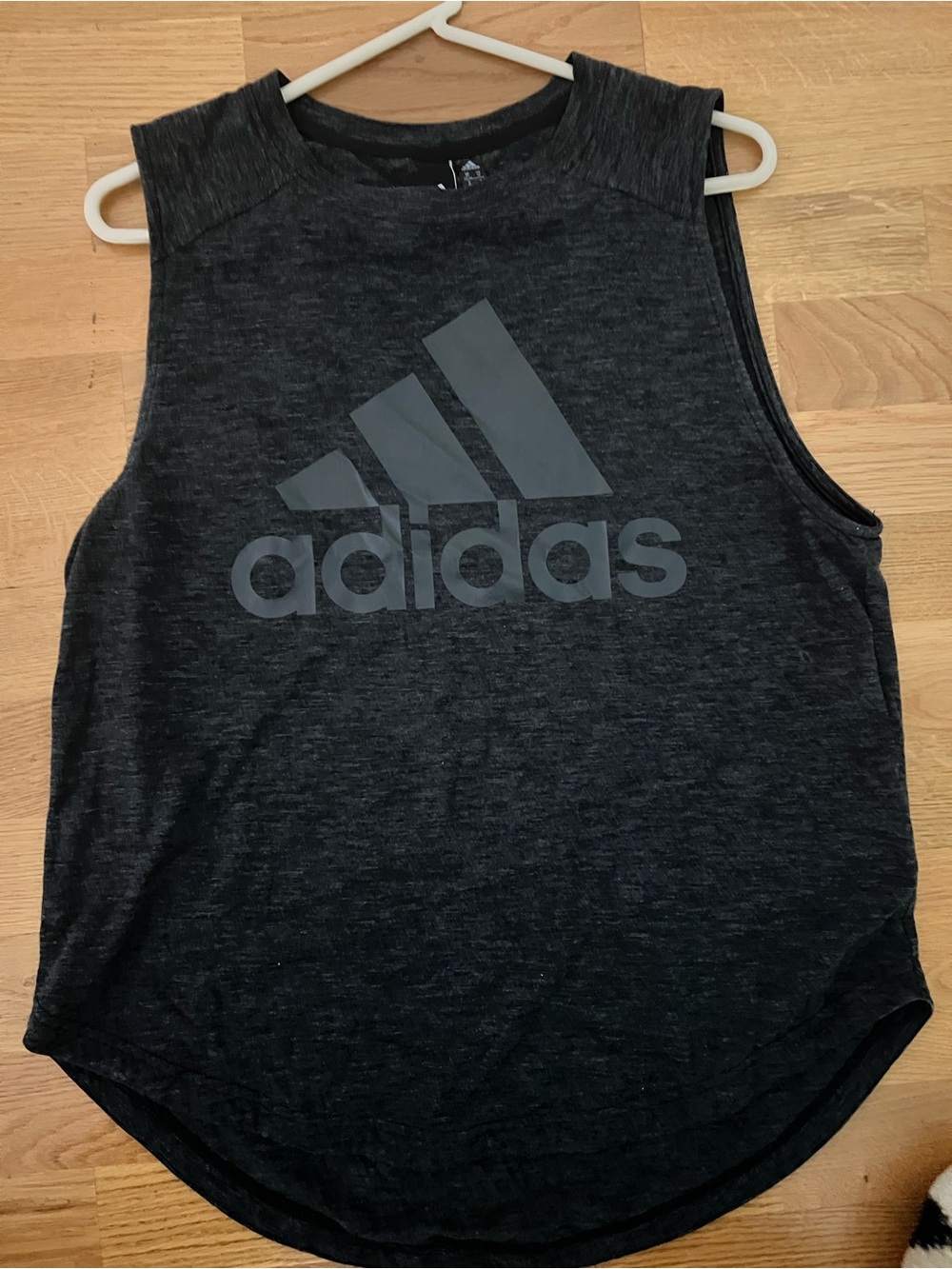 adidas Dark Gray Heather/ black Logo workout tank